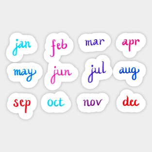 Month Abbreviations Calligraphy for BuJo and Planner Sticker